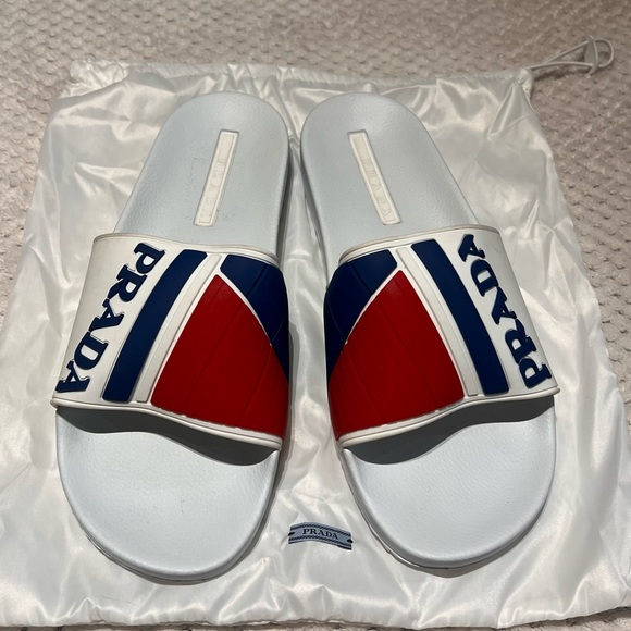 Prada Sandals Men 12 Red White Blue - Picture 4 of 7